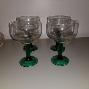 Set of 4 cactus margarita drinking glasses